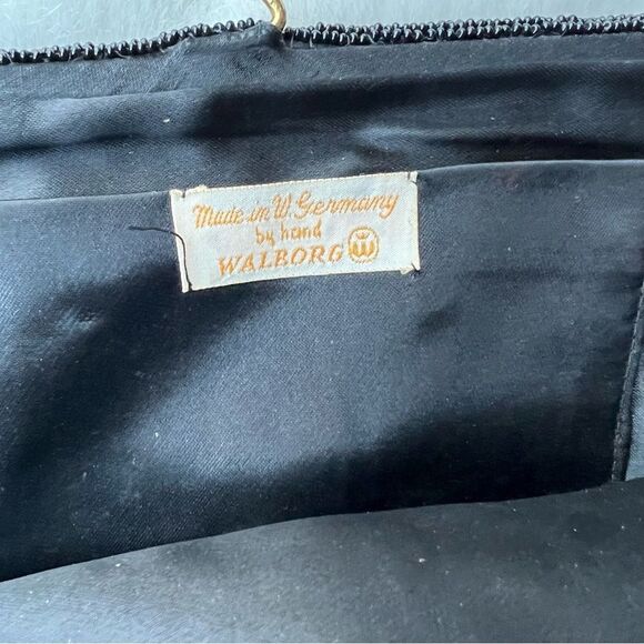 VINTAGE WALBORG beaded black CLUTCH Hand Made in W Germany - Picture 4 of 16